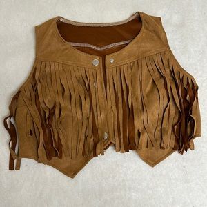 Crop fringe vest